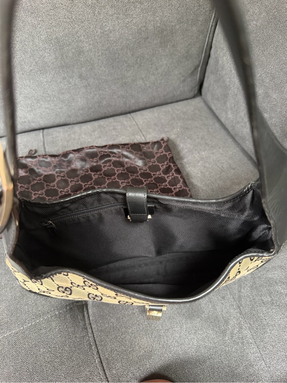 Vintage Gucci Jackie O Bouvier Hobo Bag - Beige Brown GG Canvas (Tom Ford Era) - Picture 6 of 10
